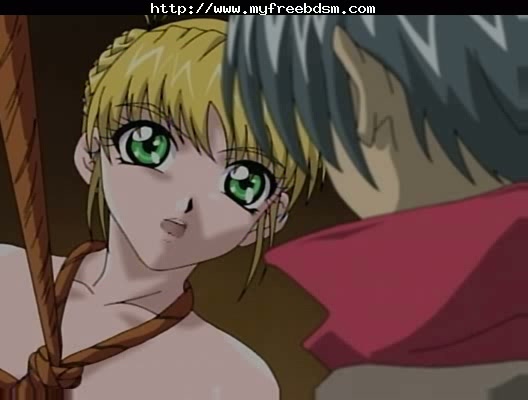 anime busty slave in bondage poster