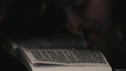 abella danger reading bible and fucking blasphemy religion poster