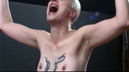 playful bald doll with tattoos feels real pain in her crack poster